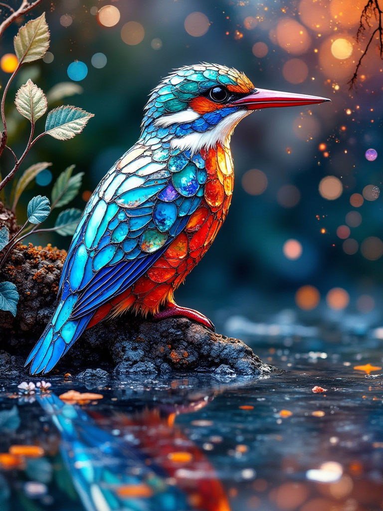 Stained Glass Kingfisher 