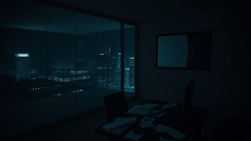 Eerie Abandoned Apartment in Hyperreal Darkness