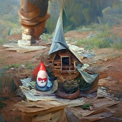 Gnome Home in Oil Painting Style