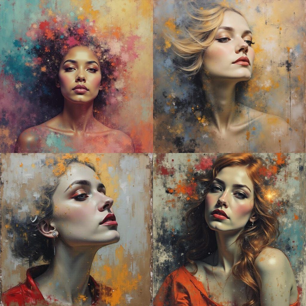 Messy Oil Portrait of a Woman's Face