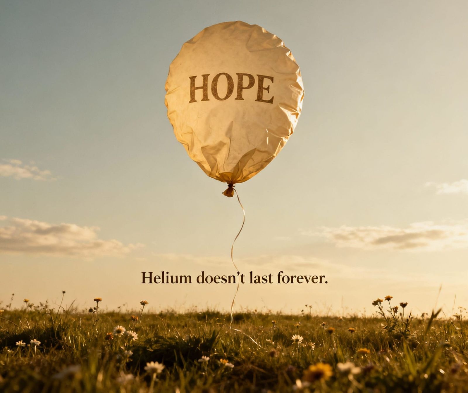Hope Deflated: Balloon Descends with Subtle Message