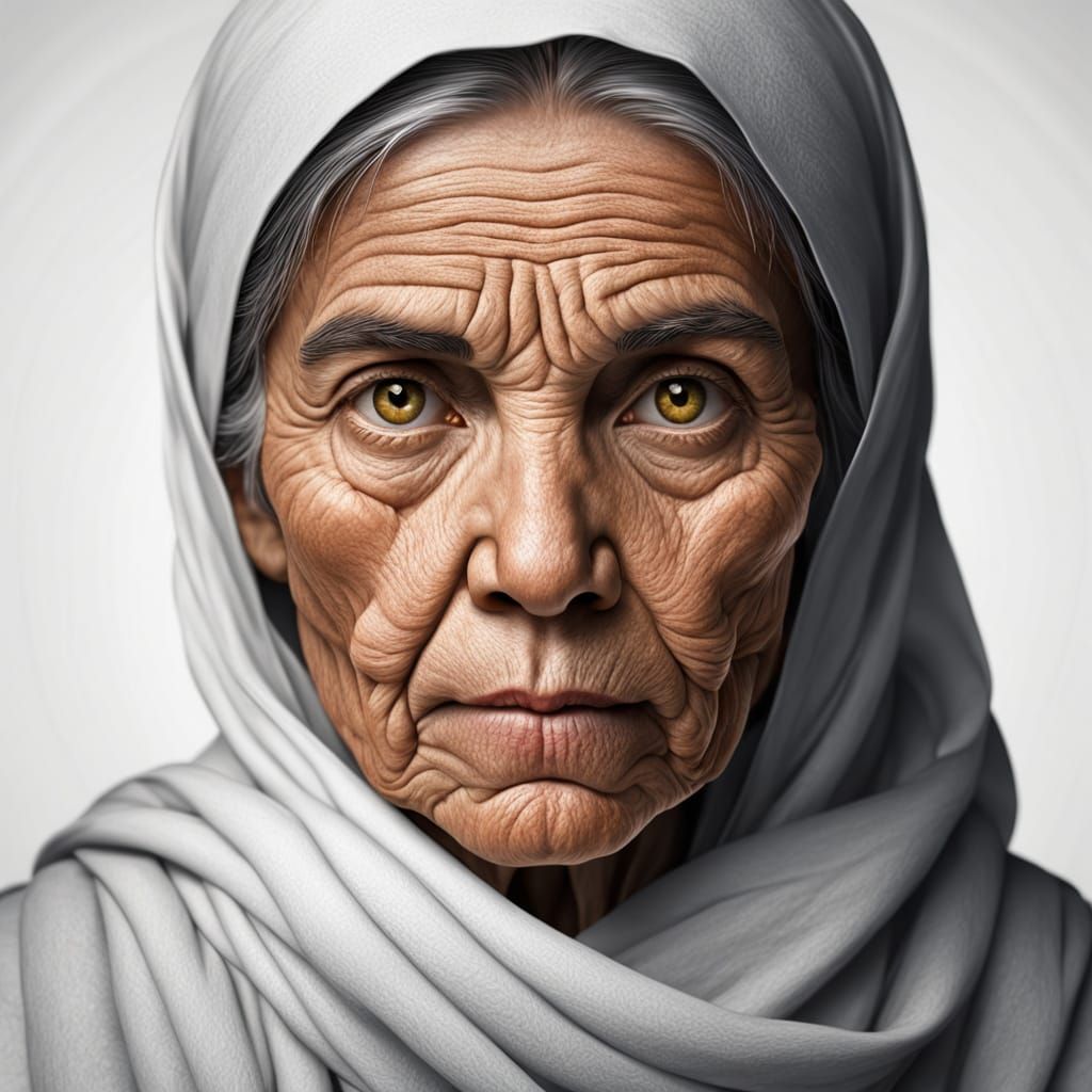 Elegant Portrait of a Wise Woman in Photorealistic Style