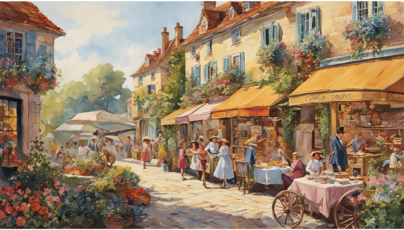 Anthropomorphic Bunny in Pastel Cafe Watercolor