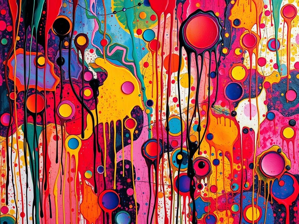 Surreal Abstract Expressionist Masterpiece in Dripping Paint