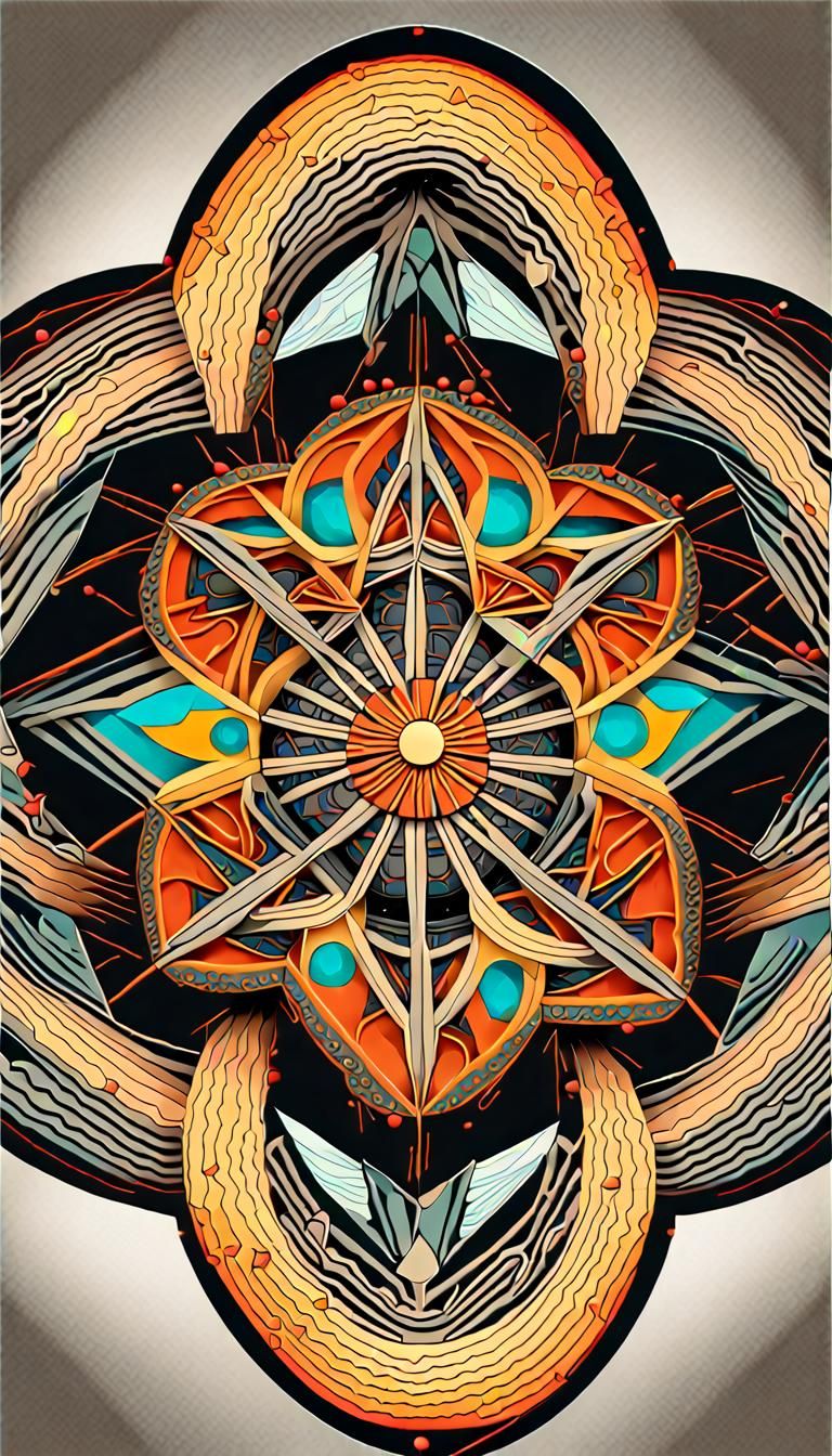 Quantum Mandalas: 3D Geometric Art Deco Illustration