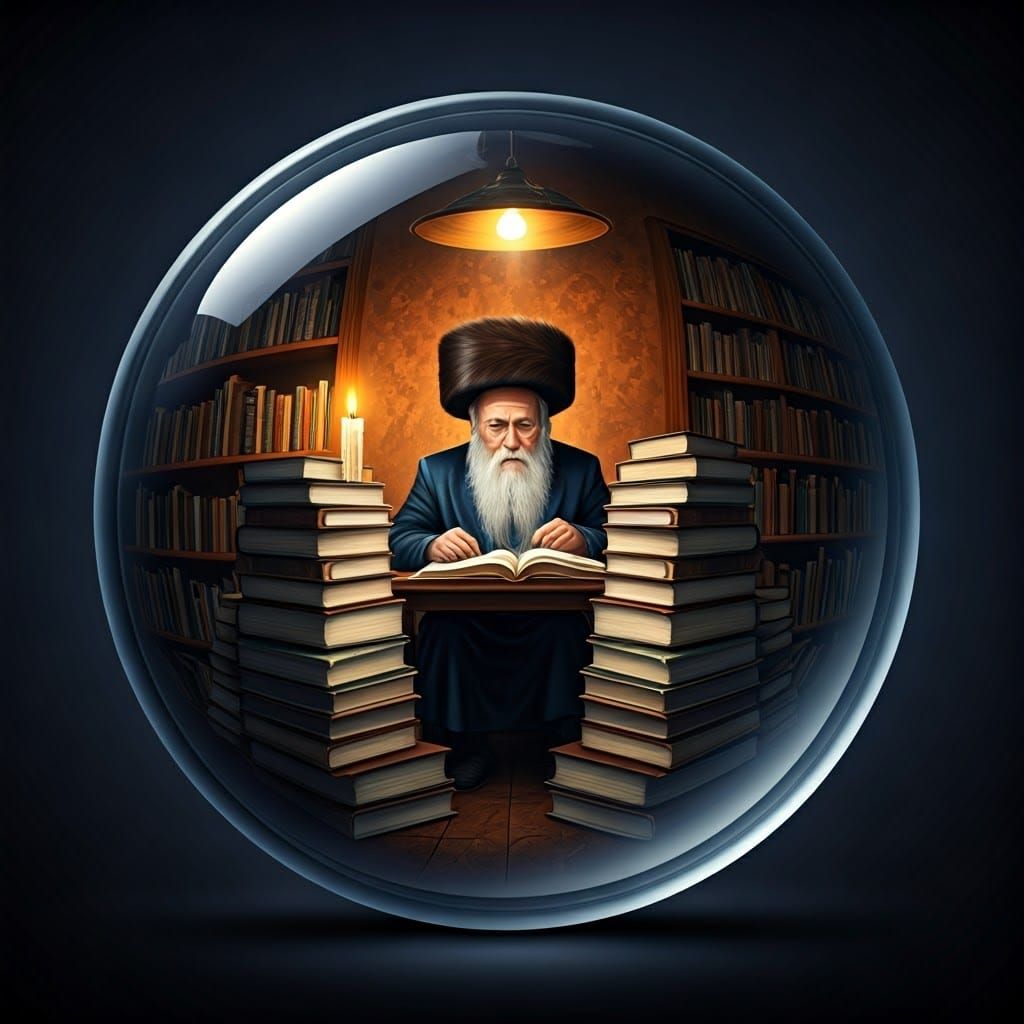 Ultra-Orthodox Jew in Art Deco Study Scene