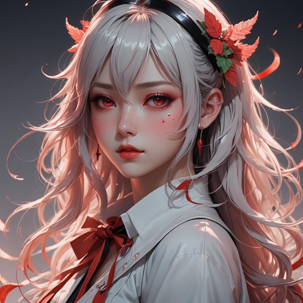 Anime Girl with Peppermint and Red Palette