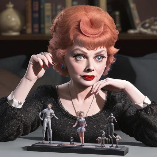 Lucille Ball plays with with Twilight zone die cast metal model