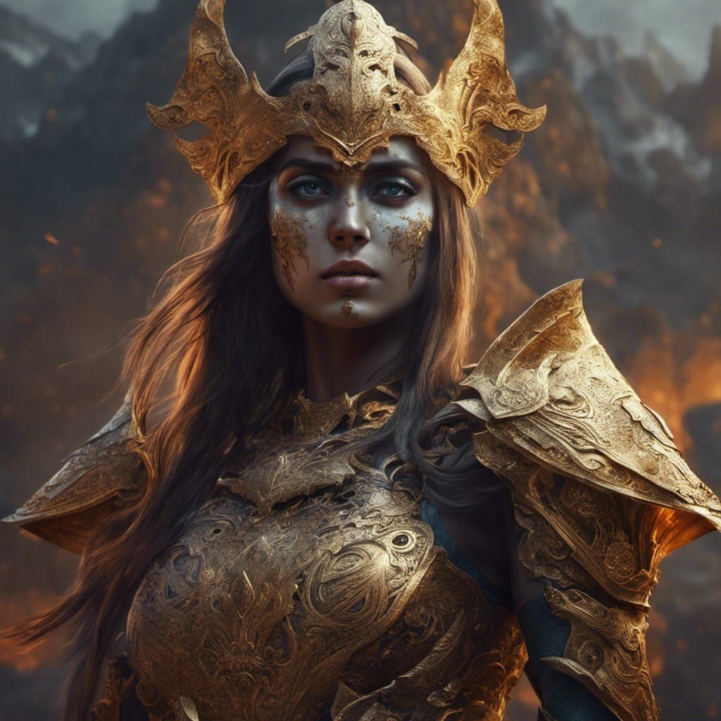 Undead Knight in Golden Armor, Fantasy Art