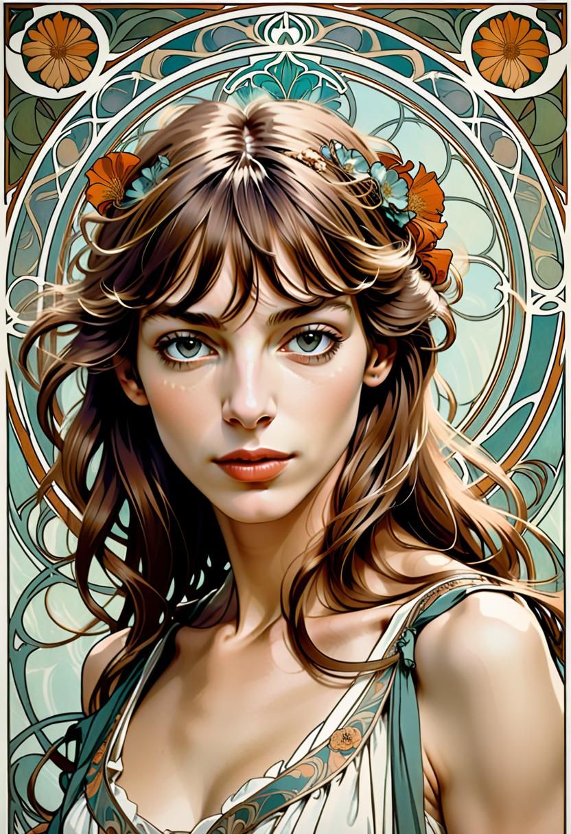 Art Nouveau Portrait Inspired by Alphonse Mucha