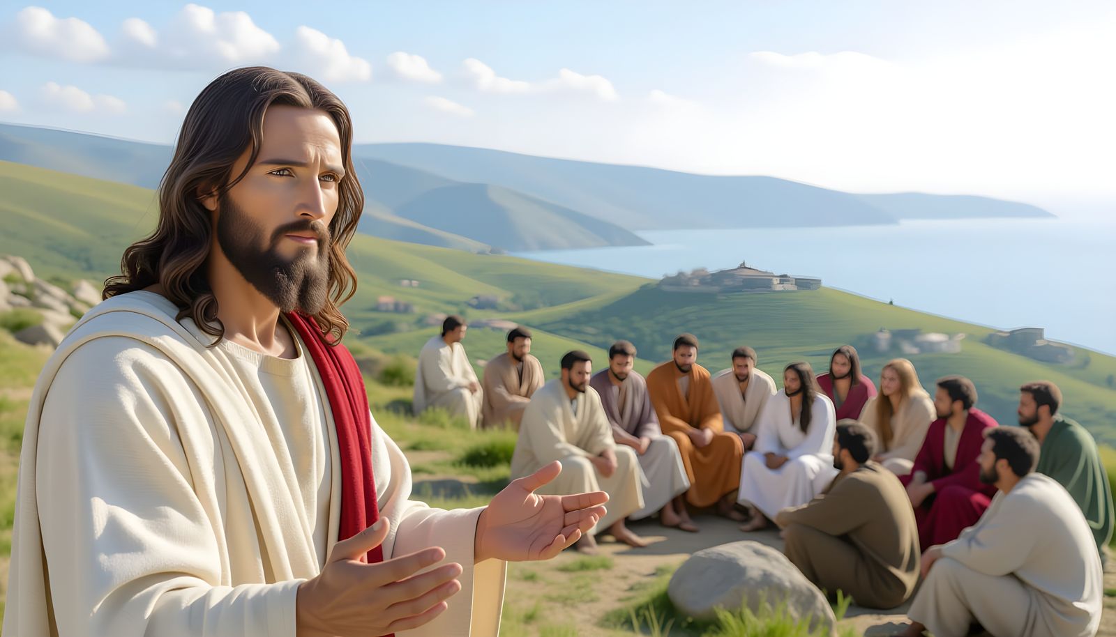 Jesus Teaching Lord's Prayer on Mount of Beatitudes