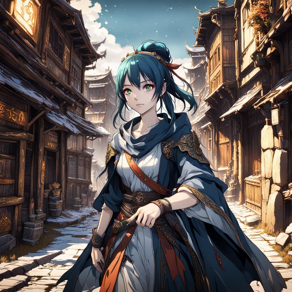 Anime Girl's Journey to Erzurum: Digital Art