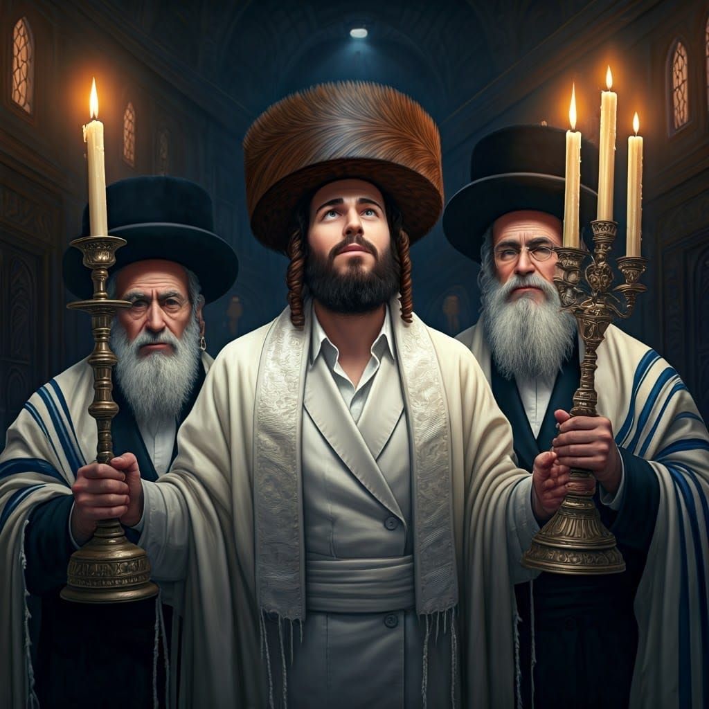 Hasidic Groom Surrounded by Devoted Companions