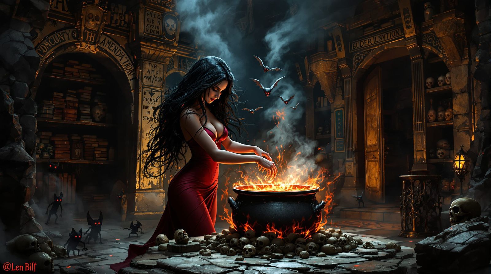 Scarlet Witch Brews Potion in Mystical Lair