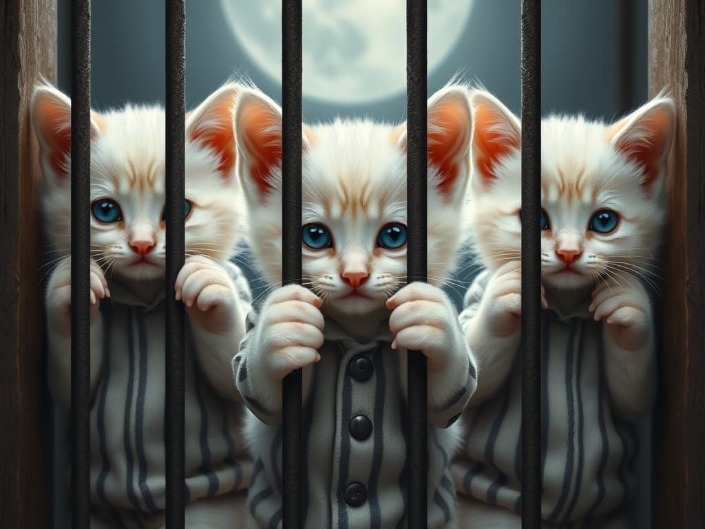 Kittens Escape Prison in Whimsical Striped Attire