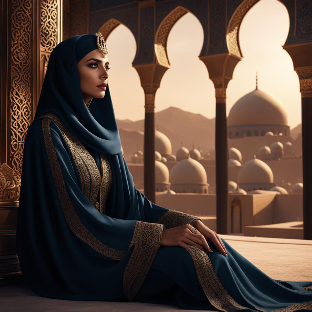 Arab Woman in Abaya: Detailed Fantasy Art