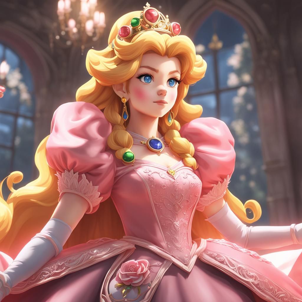 Princess Peach 3D Anime Art in Aesthetic Style