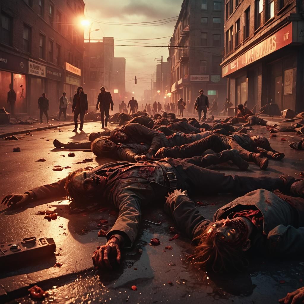 Zombies Overwhelm Survivor in Gritty Film Noir Style
