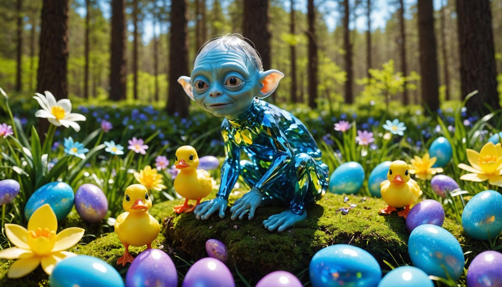 Whimsical Easter Wonderland in Iridescent Glass