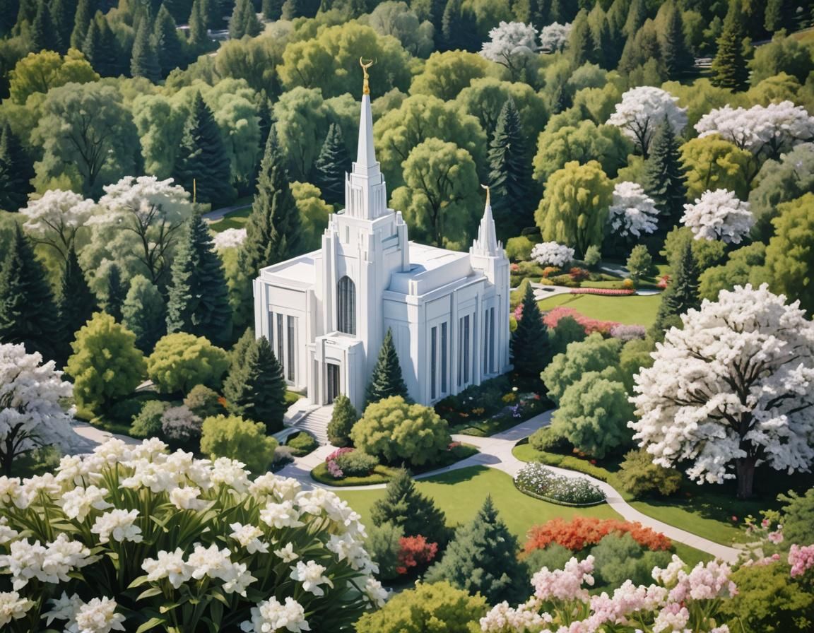 White LDS Temple Watercolor Painting