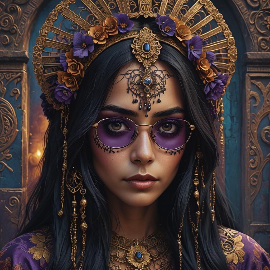 Colombian Woman as Catrina in Dark Fantasy Art