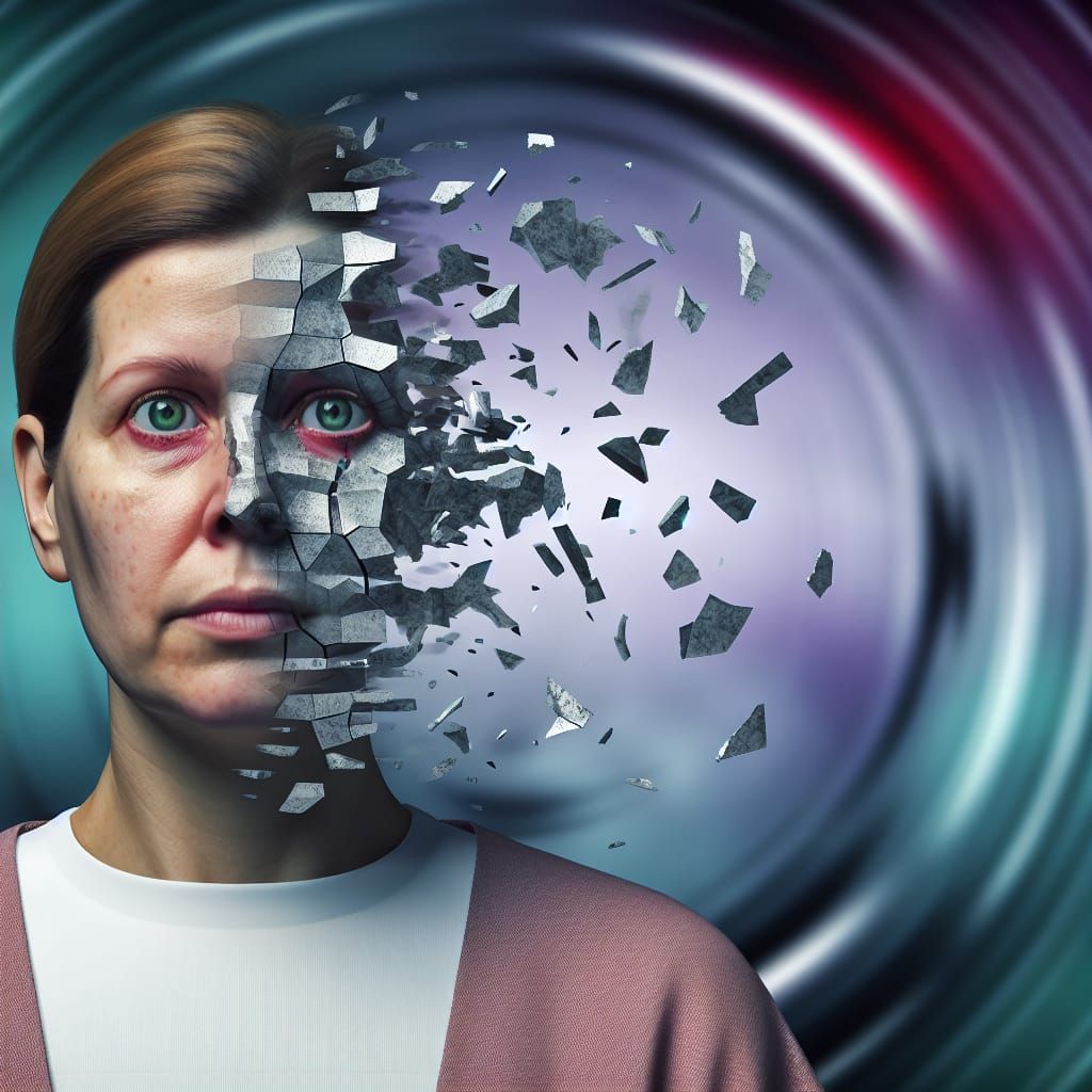 Surreal Disintegration Portrait of a Woman