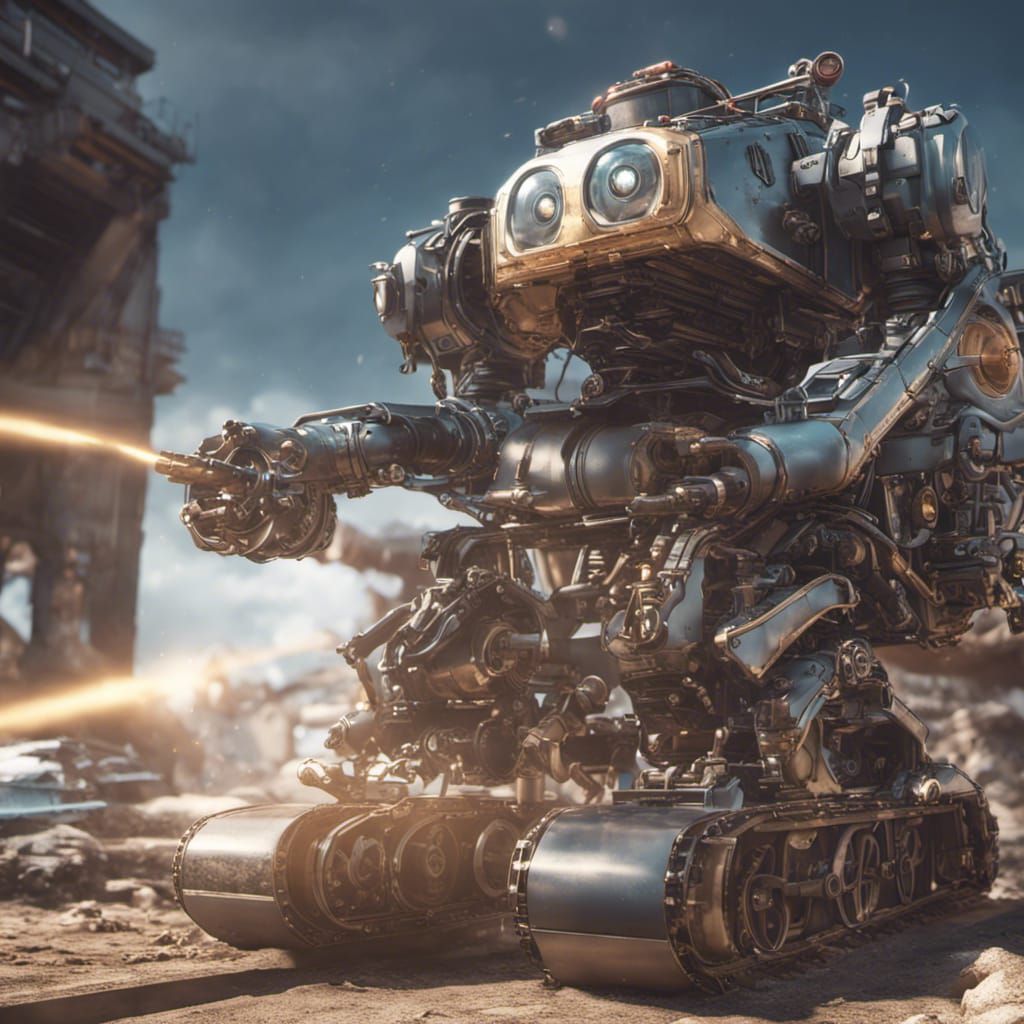 Futuristic Thomas the Tank Engine Mech in 8K
