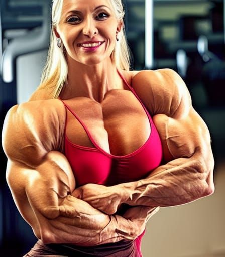 Muscular Female Bodybuilder with Ripped Physique