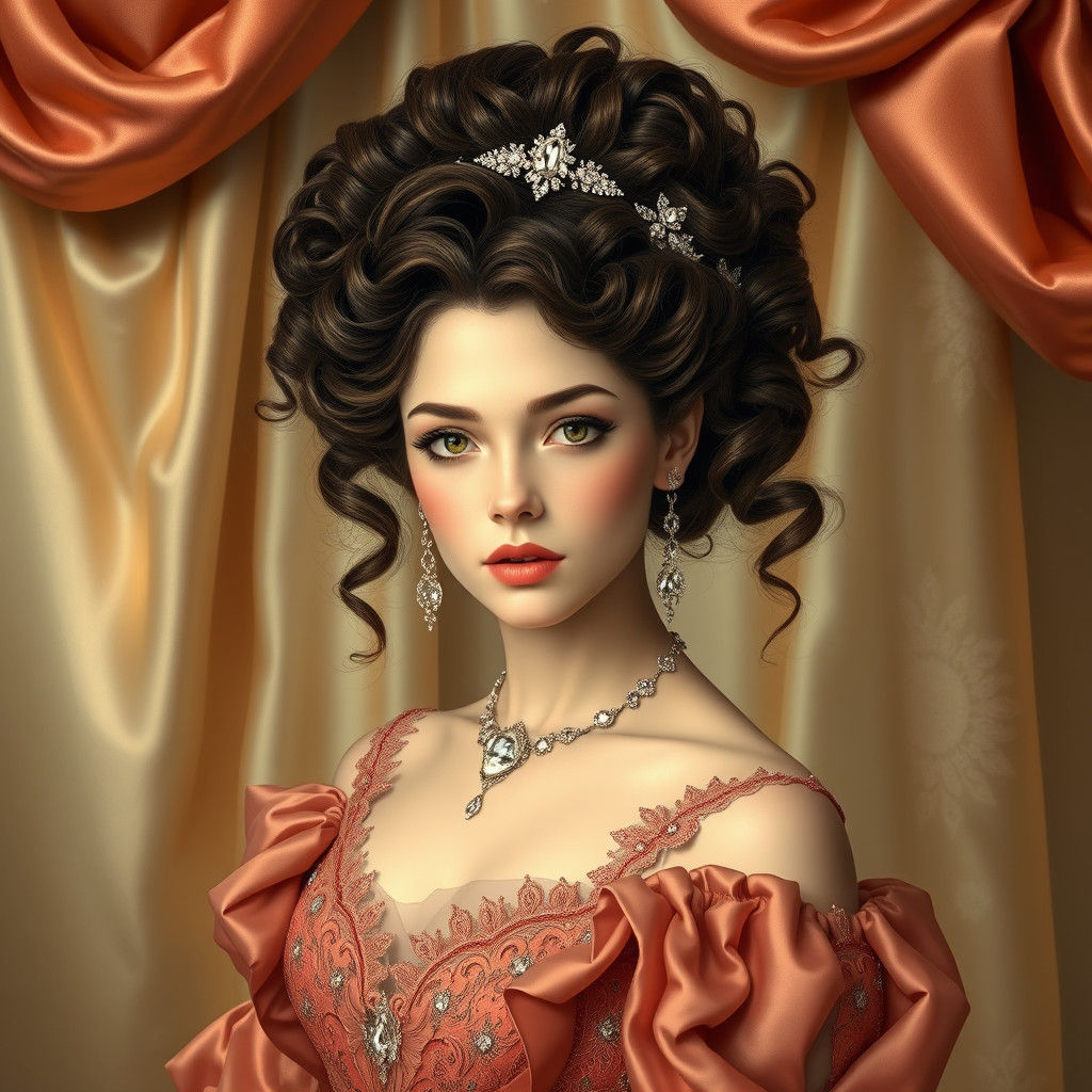 Elegant Lady in Pre-Raphaelite Style Gown