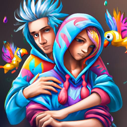 Cute Couple Illustration in Akira Toriyama Style