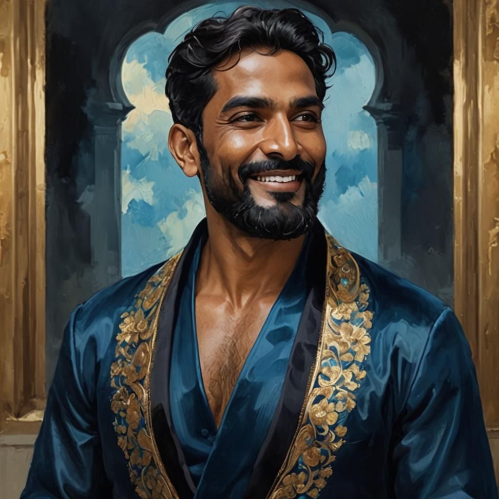 Sri Lankan Gentleman in Alcohol Ink Impasto Style