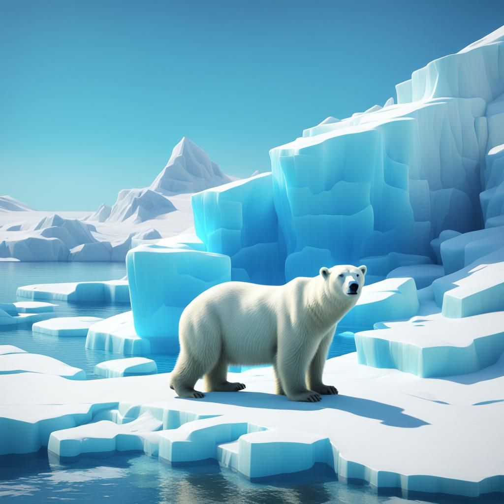 Polar Bear Lounging on Icebergs: Thermal Imaging