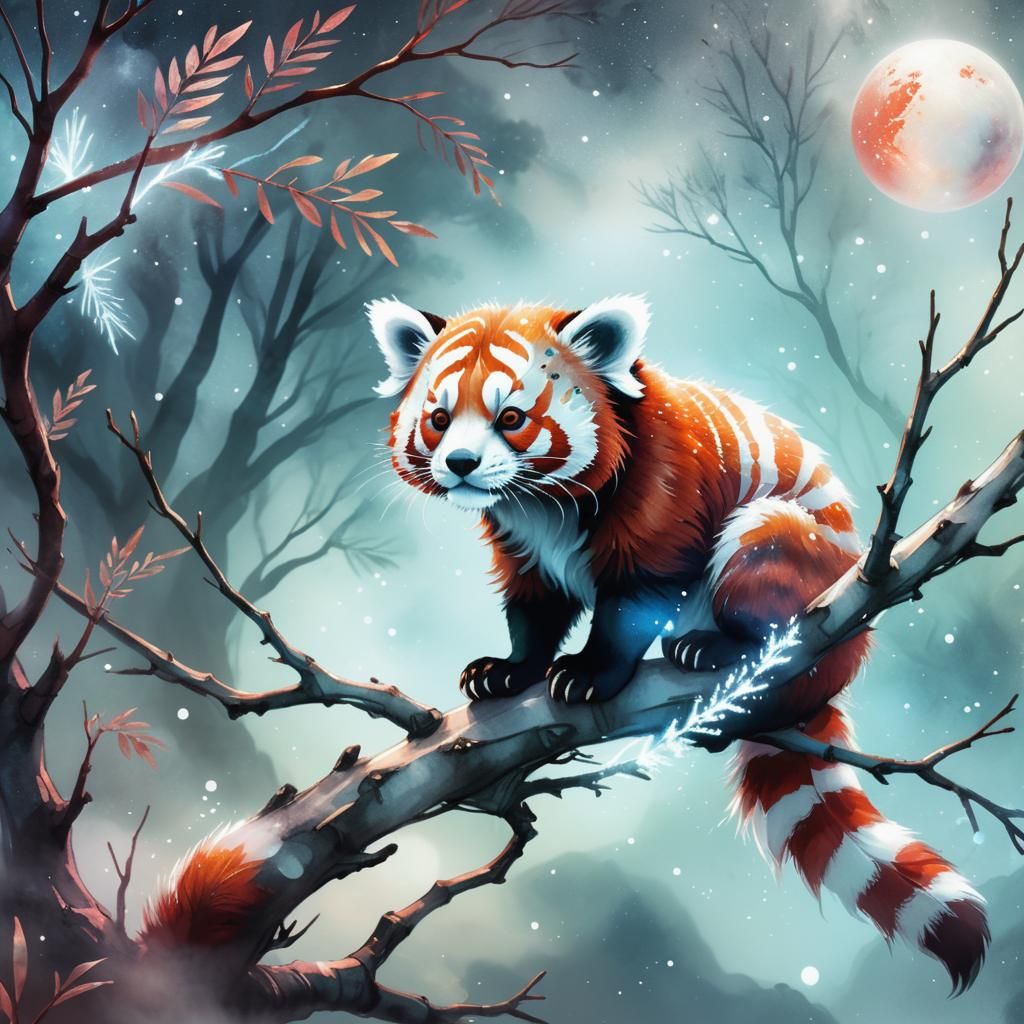 Red Panda Alien Creature in Speculative Xenobiology Art