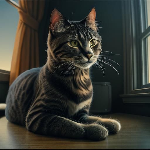 Cats Enjoying Hobbies: Cinematic Film Still