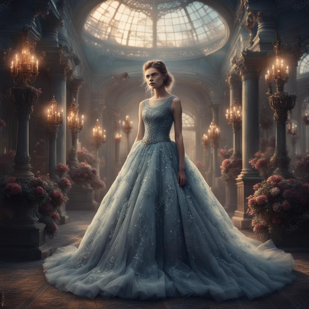 Cat-Girl in Tulle Dress: Digital Matte Painting