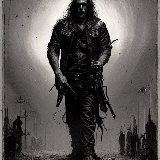 Sons of Anarchy in Horror Art Style