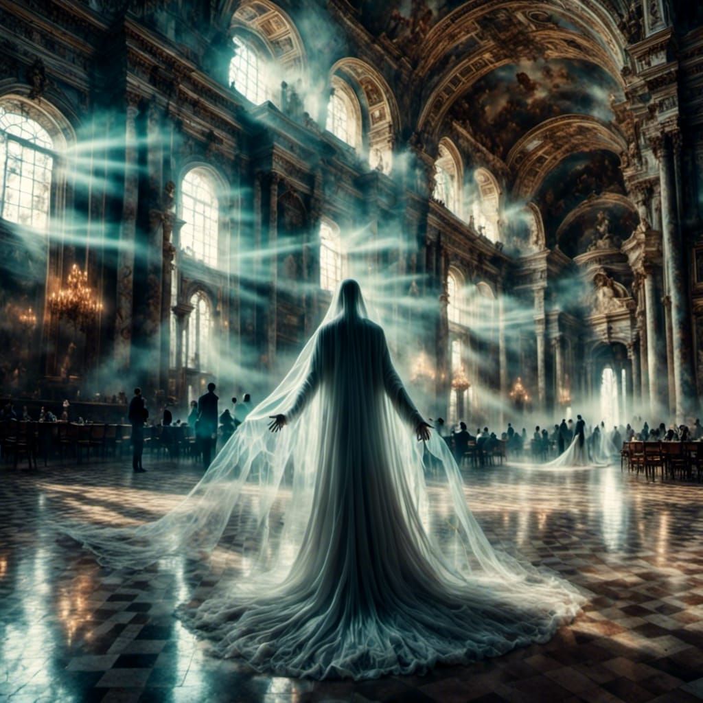 Ghostly Ballroom Dance in Purple Fantasy Style