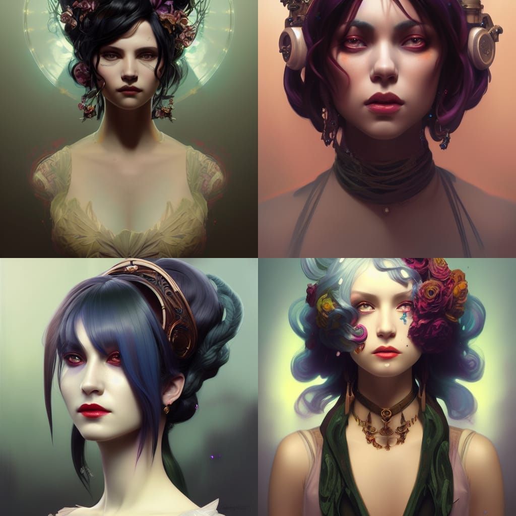 Gothic Mori Calliope Portrait in Hyperdetailed Style