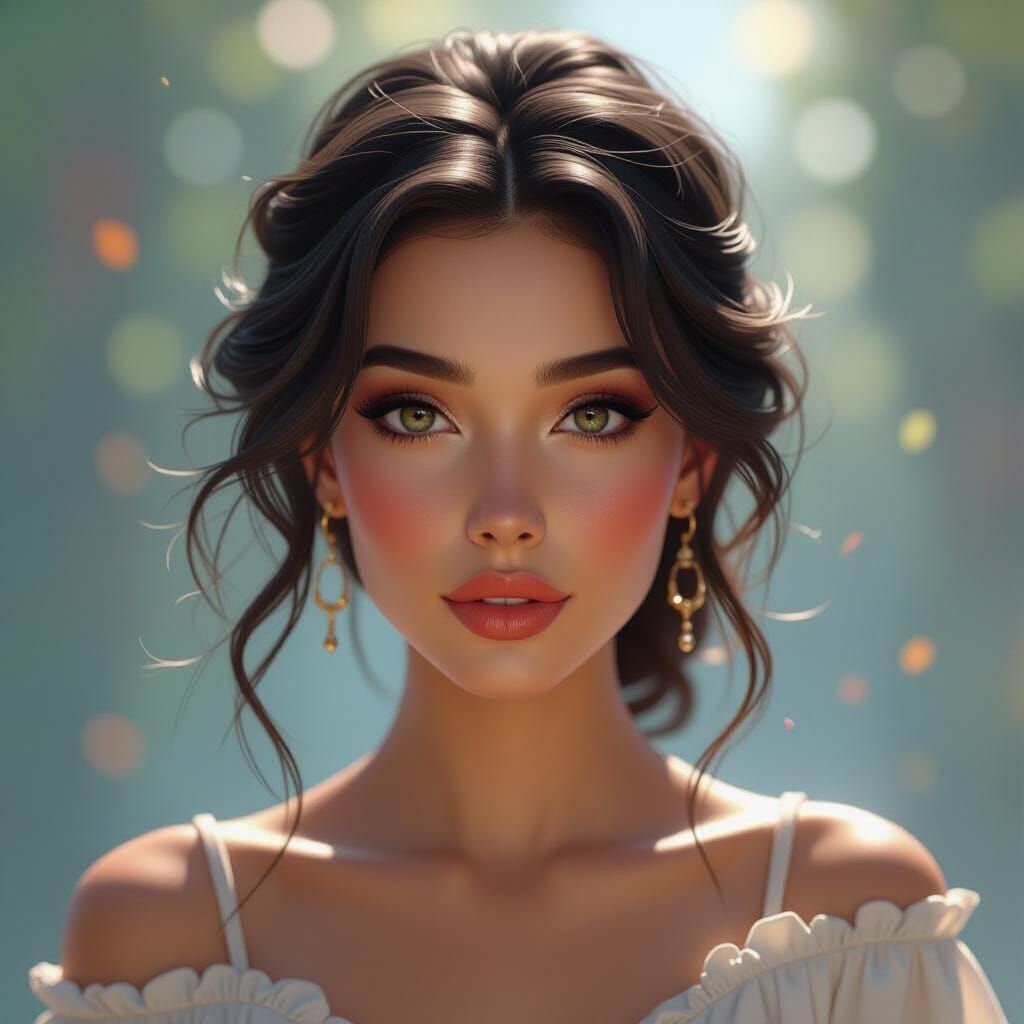 Intricate Woman Portrait with Dynamic Lighting