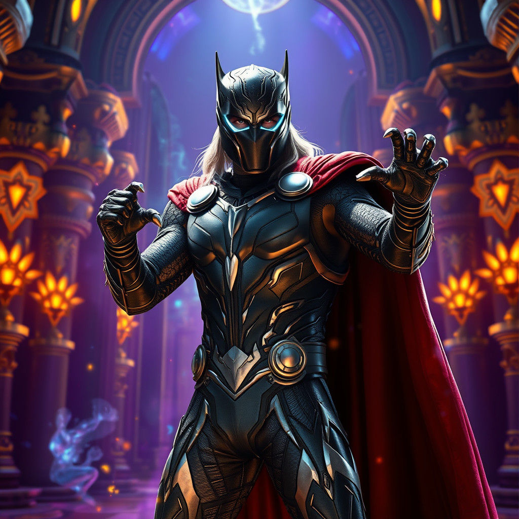 Thor in Black Panther Suit in Asgardian Temple
