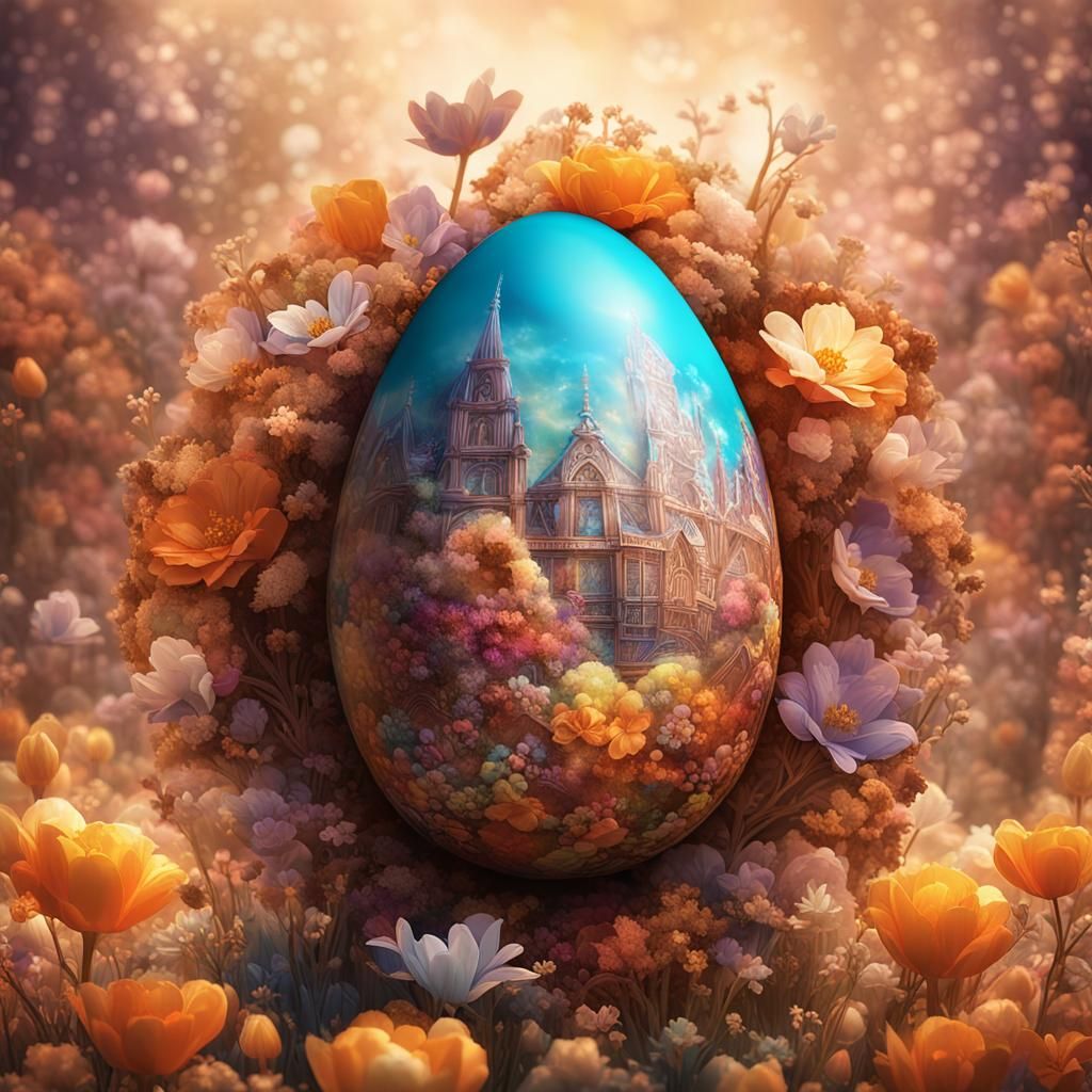 Mystical Easter Egg Double Exposure Art