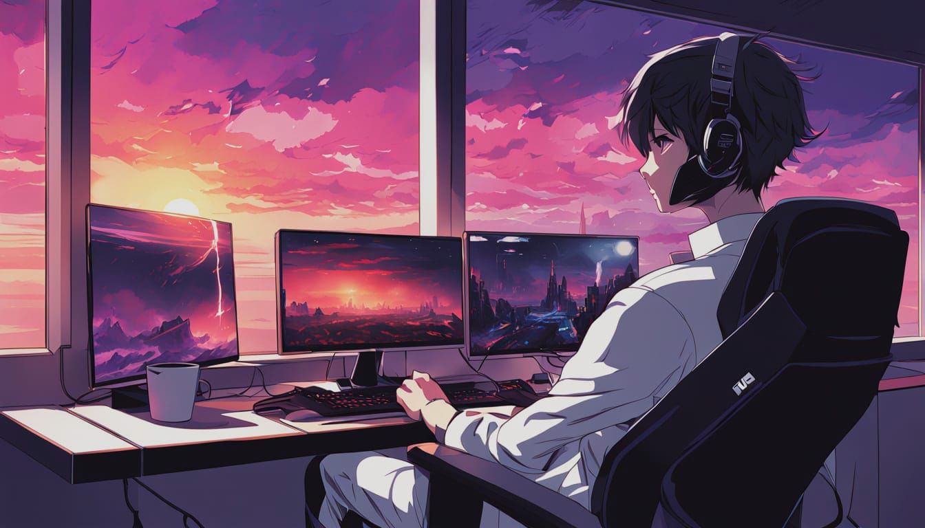 Gamer's Paradise in Warm Sunset Light