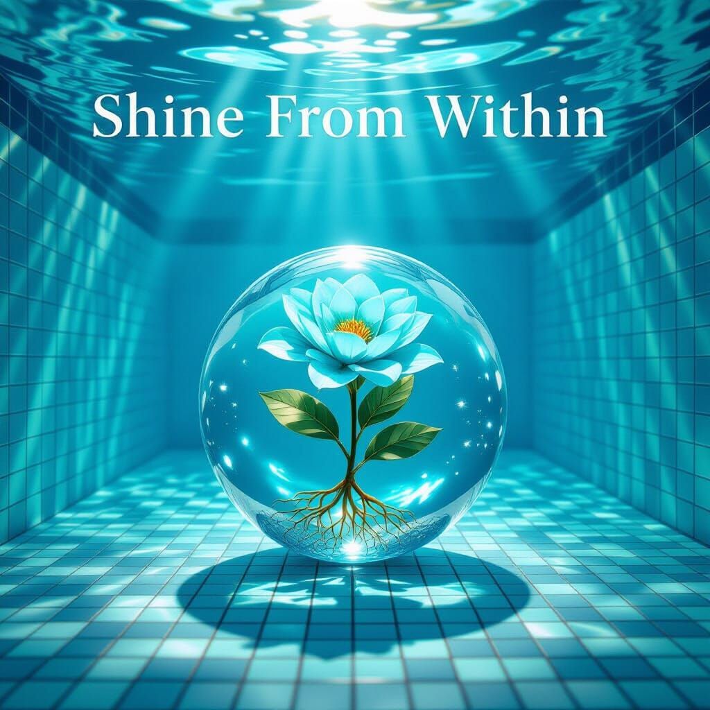 Hyperrealistic Turquoise Pool Scene with Mosaic and Underwat...