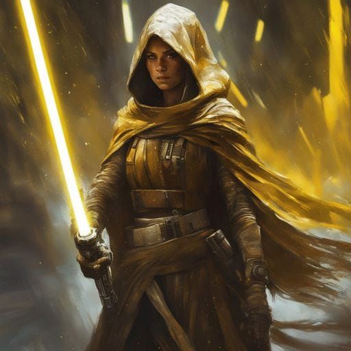 Heroic Jedi Knight with Yellow Lightsaber