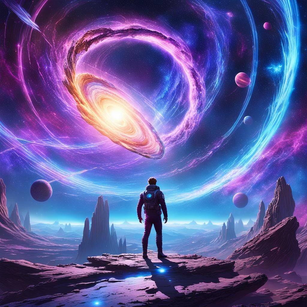 Guardian of the Galaxy at Wormhole in Cosmos