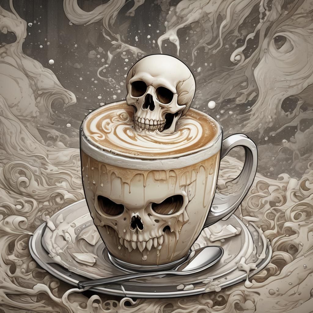 Latte Skull: High-Contrast Comic Book Illustration