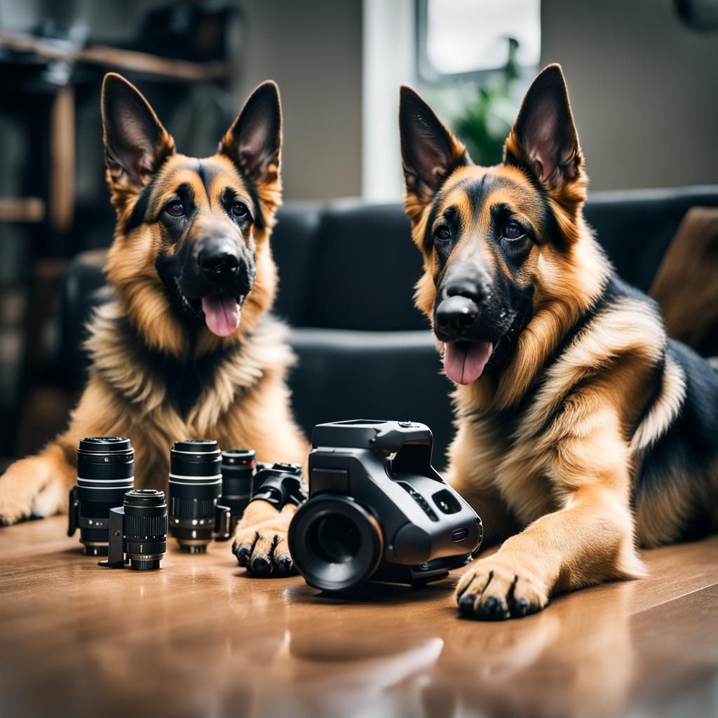 GSD Puppies Repairing Robot: Professional Dog Photography