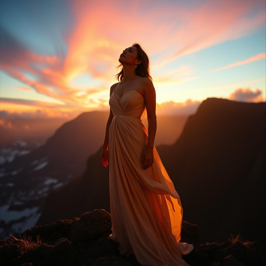 Woman in Golden Light Expressing Devotion