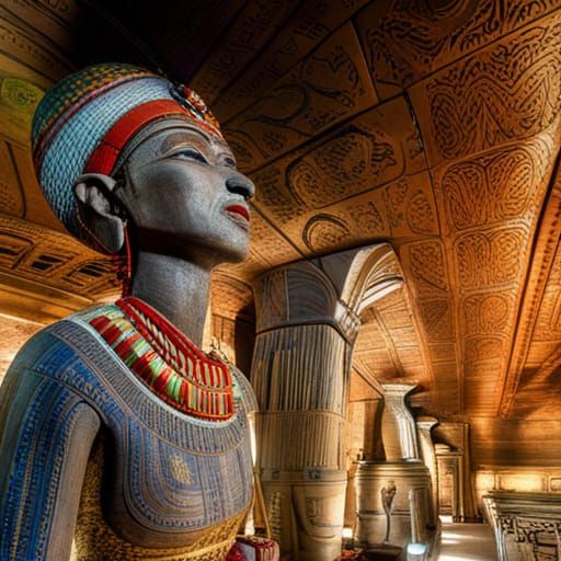 Tutankhamun in Sarcophagus: Hyperrealistic 3D Rendering
