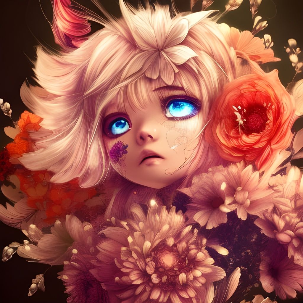 Flower Cute Chibi Spider Portrait in Realism Style